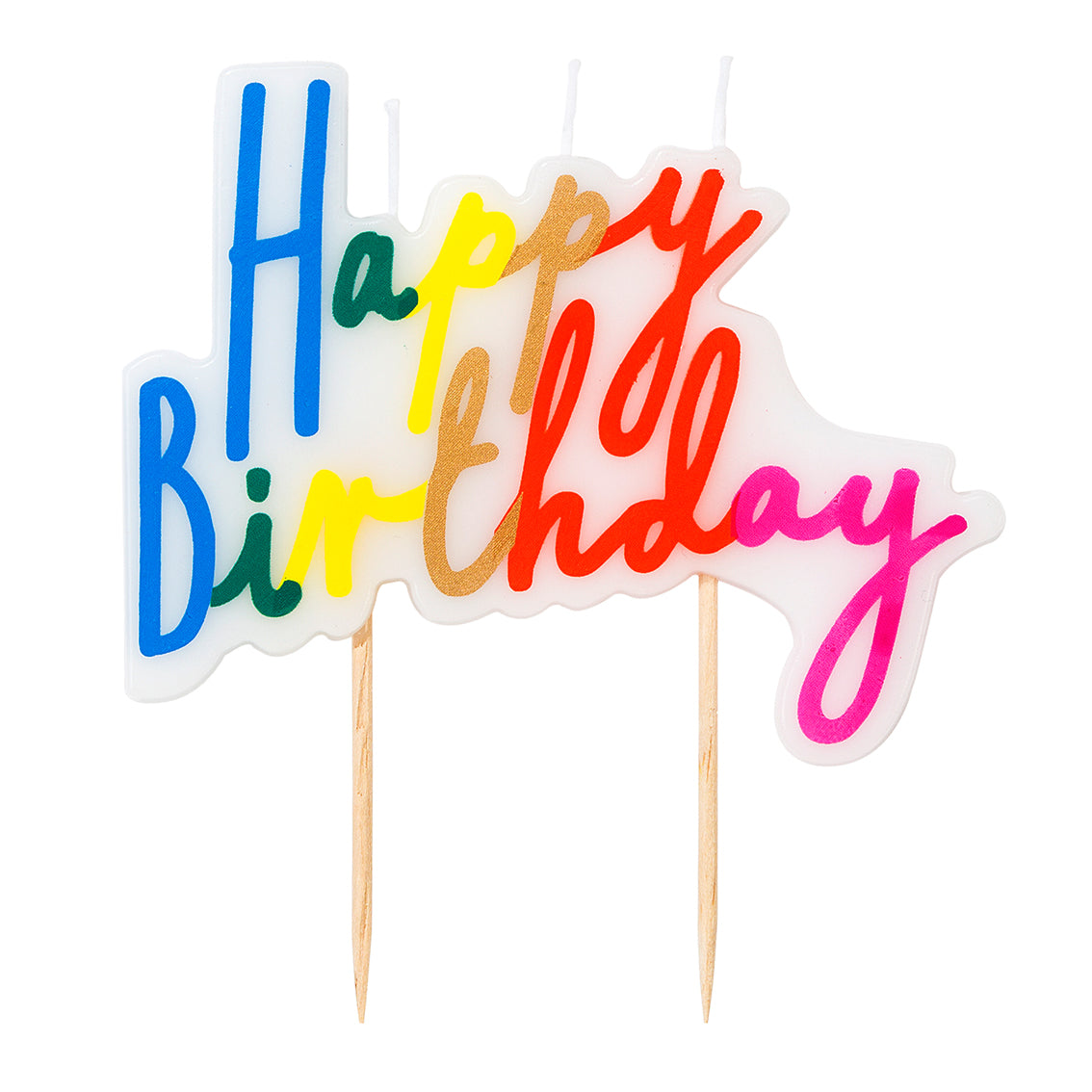 Rainbow Brights Large 'Happy Birthday' Candle