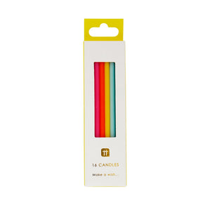 Rainbow Brights Birthday Candles, 10cm - 16 Pack