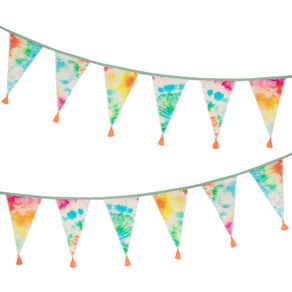 Rainbow Tie Dye Cotton Fabric Bunting, 3m