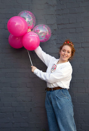 Pink Happy Birthday Confetti Balloons