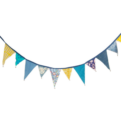 Souk Blue & Yellow Upcycled Cotton Fabric Bunting - 3m