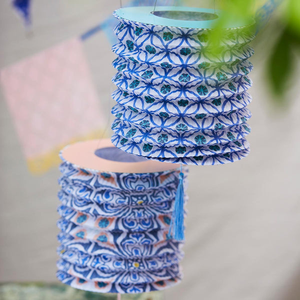 Souk Blue Hanging Paper Lanterns - 3 Pack