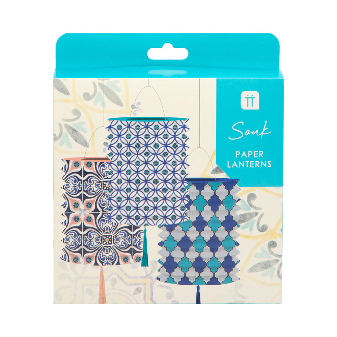 Souk Blue Hanging Paper Lanterns - 3 Pack