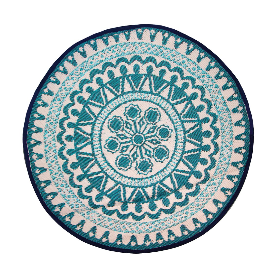 Souk Blue Round Outdoor Rug