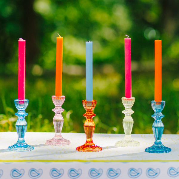 Boho Spice Green and Blue Dinner Candles