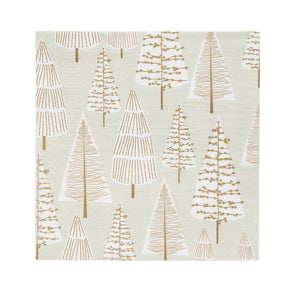 Gold Christmas Tree Paper Napkins - 20 Pack