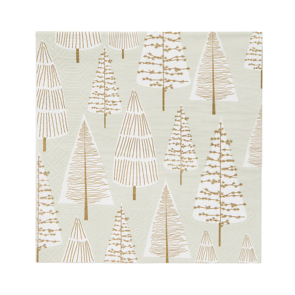 Gold Christmas Tree Paper Napkins - 20 Pack