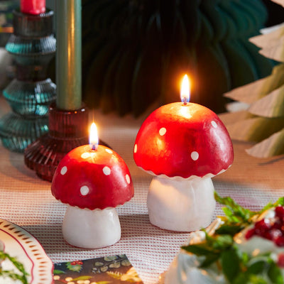 Midnight Forest Red Mushroom Candle - Lrg