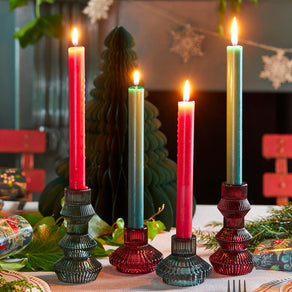 Midnight Forest Burgundy Red Glass Candle Holder