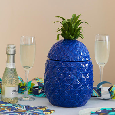 The Emporium Blue Ceramic Pineapple Ice Bucket