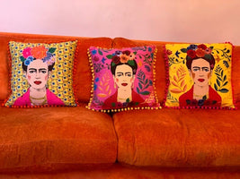 Boho Pink Tassel Frida Kahlo Cushion